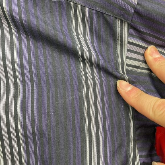 Joseph & Feiss Dress Shirt Men L Retro Purple Striped Classic Preppy Non-Iron - Picture 8 of 16